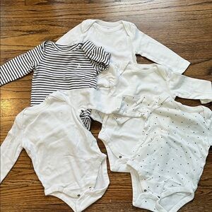 Lot of 5 Baby Gap Organic Cotton Long Sleeve Onesies